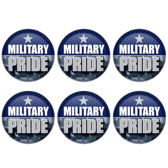 Beistle 2" Blue Camouflage Military Pride Buttons, 6ct.